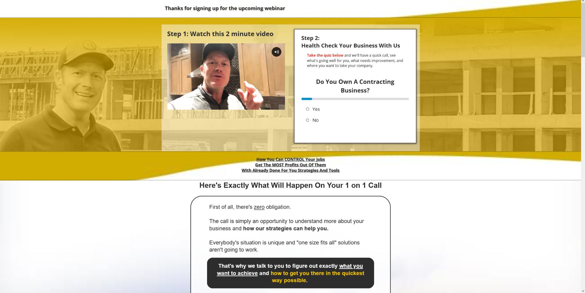 3-page webinar registration funnel with automated workflow
